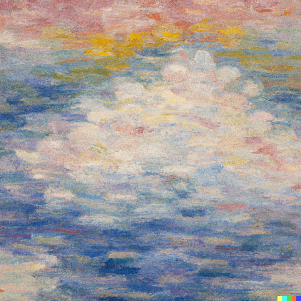 abstract painting of clouds, claude monet