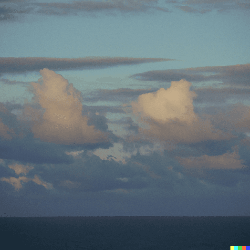 Clouds above the sea in a Monet painting, very beautiful, wistful, wonderful