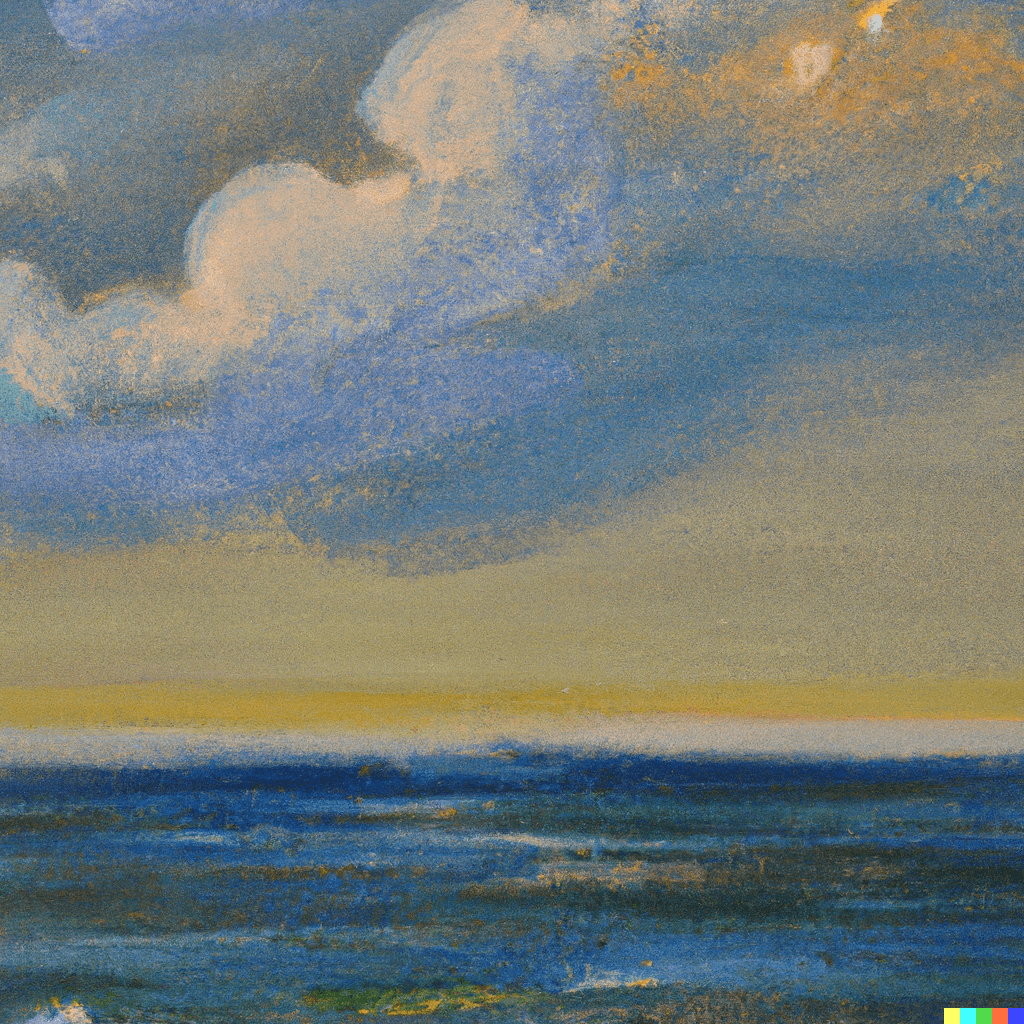 Clouds above the sea in a Monet painting, very beautiful, wistful, wonderful