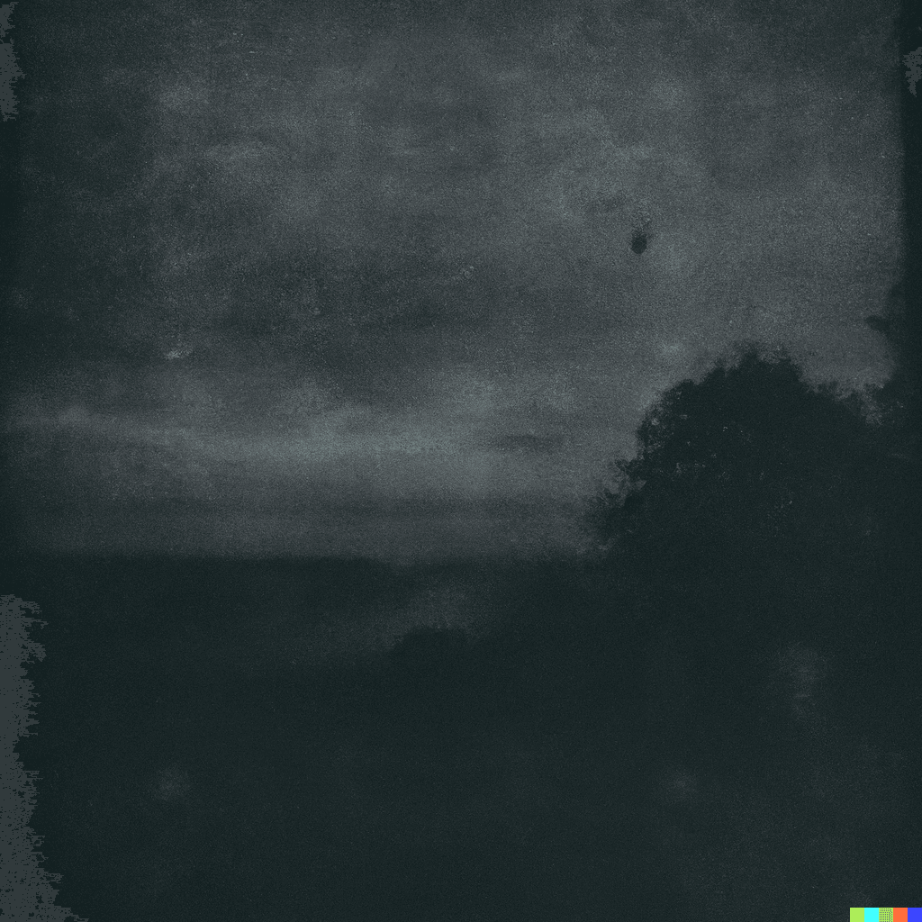 Dark ambient album cover, grainy film image